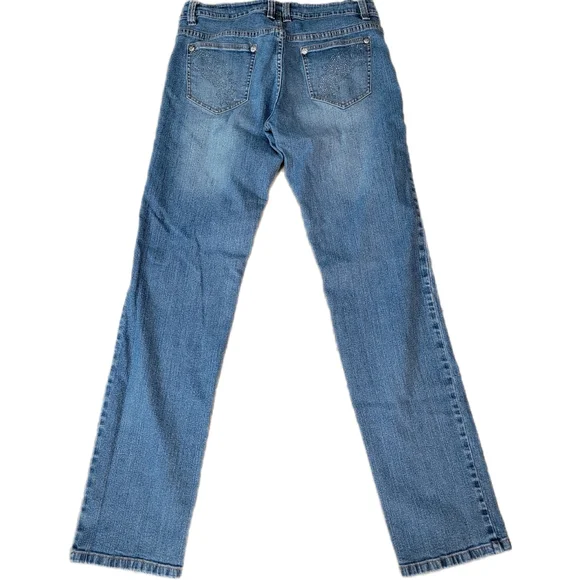 V Cristina Jeans Light Washed Women's Size 10 Rhinestone Pockets Straight Legs - Picture 2 of 6